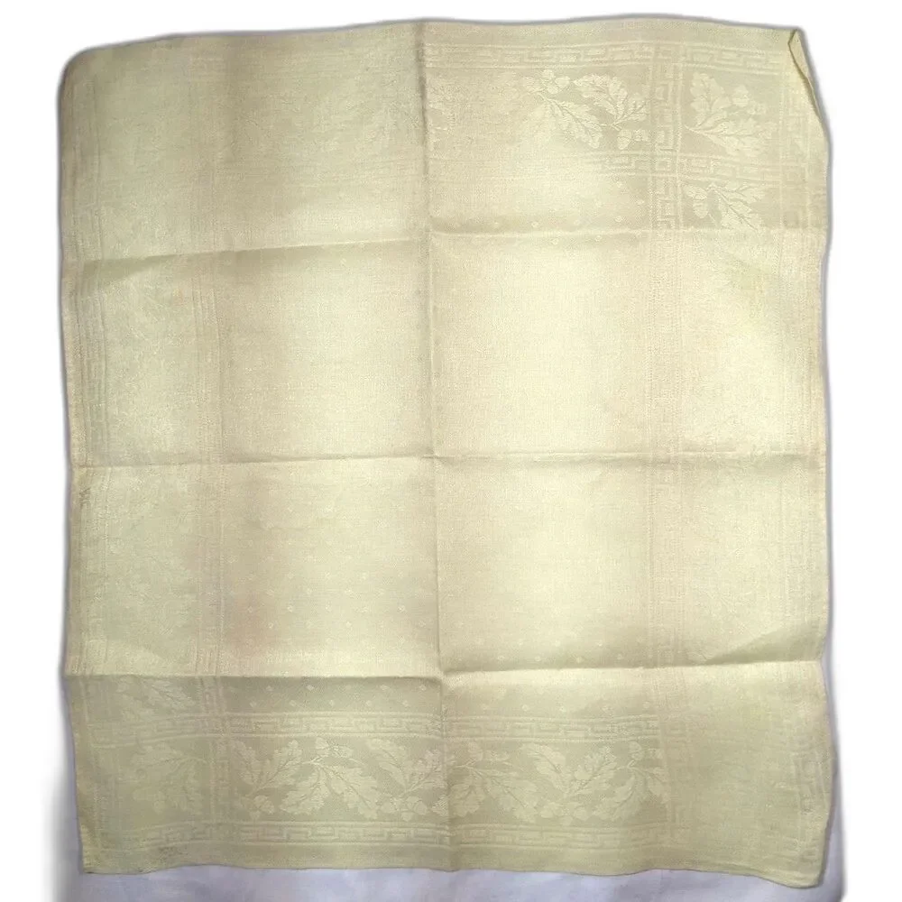 Lot Of 4 Misc Linen Napkins Jacquard Damask Cream White Use Or Cut Cutter 1930s